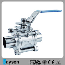 Type de soudure de robinet à tournant sphérique sanitaire 3A 3PC