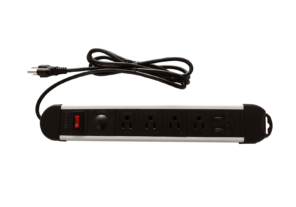 4-Outlet Power Strip with USB Ports