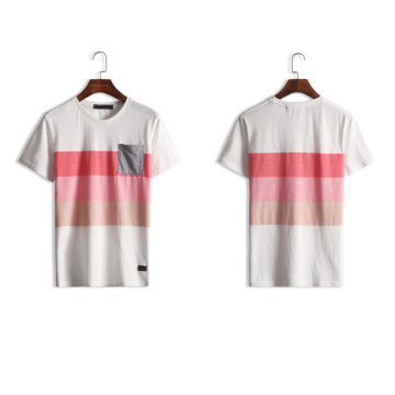 Drei Streifen-Farben-Kasten-Taschen-kundenspezifisches Großhandels-T-Shirt