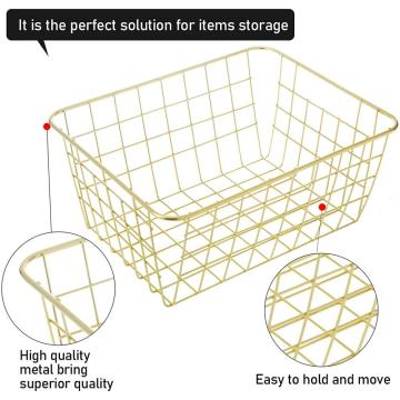 Корзина для хранения с золотой металлической проволокой