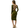 Women Amy Green Backless 2 Pieces Bodycon Bandage Dress