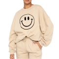 Chaqueta de jersey smiley de gran tamaño de las mujeres