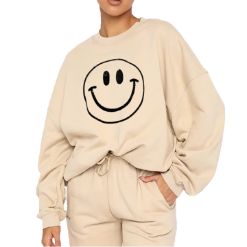 Chaqueta de jersey smiley de gran tamaño de las mujeres