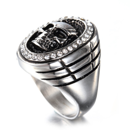 Titanium steel non-mainstream diamond jewelry skull ring