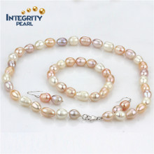 10mm Rice a Freshwater Design Simple Pink Pearl Set