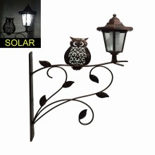 Multifuncional Metal Coruja Decoração de parede de jardim com luz solar