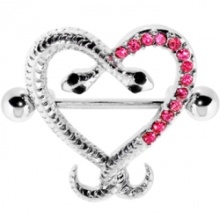 Pink Gem Heart Snake Embrace Nipple Shield