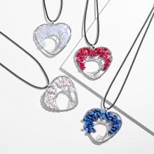 Древо жизни ожерелье с чакрой кулон в форме сердца 7 чакр натуральный драгоценный камень ожерелье ручной работы для женщин мужчин