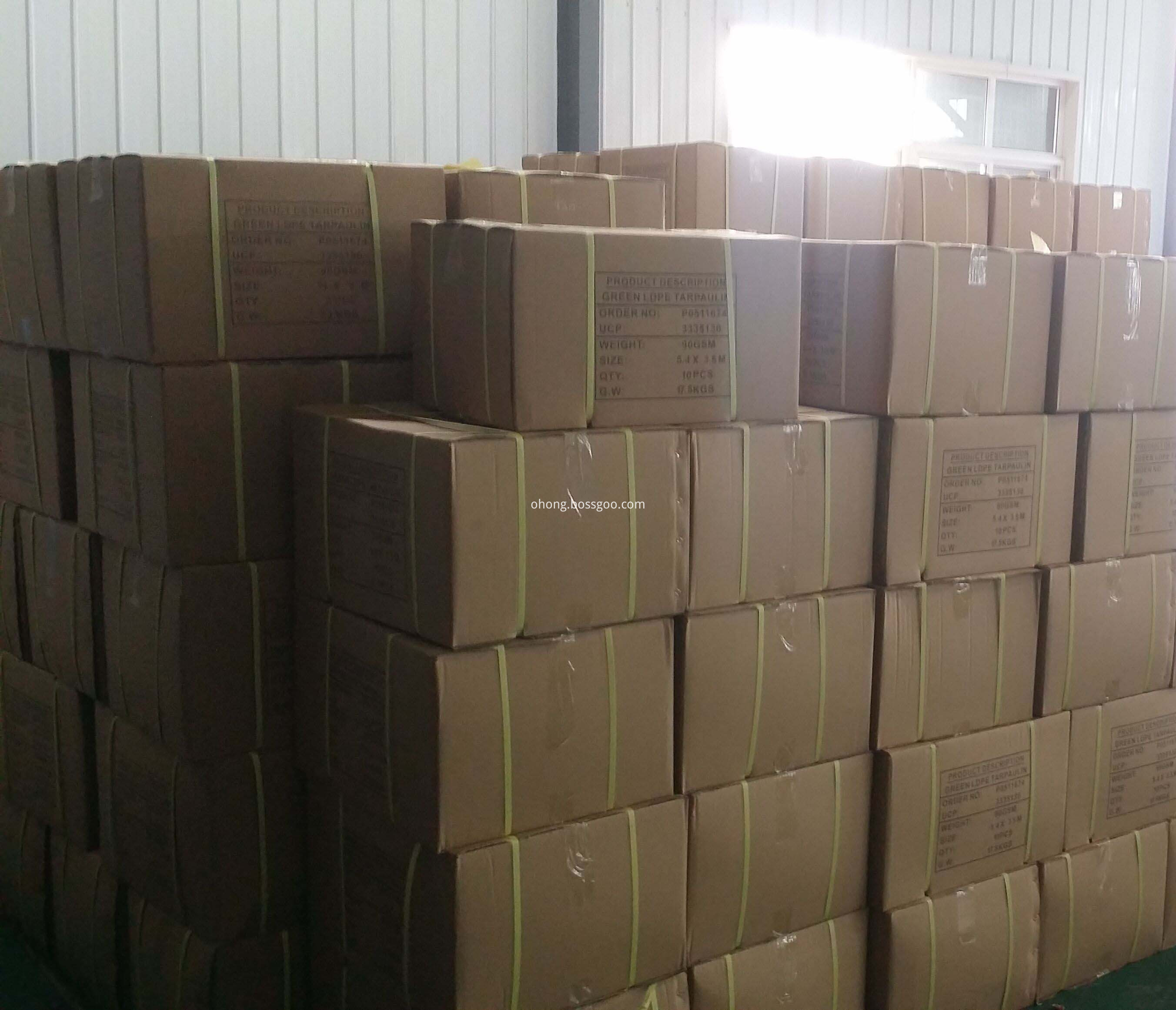 Orange Tarpaulin Carton Packing