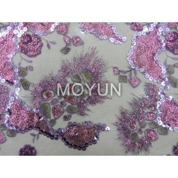 POLY MESH AVEC 3MM COUPE SEQUIN + 9 MM PAILLETTES BRODERIES 50 52 "