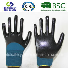 13G Polyester Shell avec 3/4 gants de travail en nitrile (SL-N118)