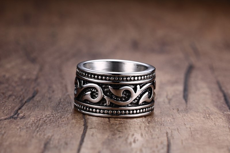 Antique Silver Plated Stainless Steel Ring For Men