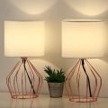 Small Night Lamps with Hollow Base Fabric Lamp-Shade