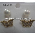 butterfly shape shell pearl earrings