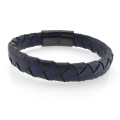 Simple mens woven genuine leather bracelet