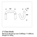 Gancho de garra de 2 pulgadas 5000 KG con tratamiento de superficie Znic