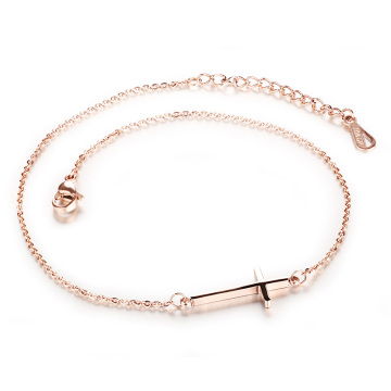 Pulsera de tobillo cruzada para mujer de 11 pulgadas