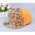 Hot selling fashion rock design rhinestone crystal rivet snapback cap hat for unisex