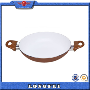 Não Facilmente Sticky White Revestimento Double Handle Fry Pan