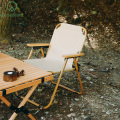 Muebles de exterior silla de campamento de grano de madera portátil