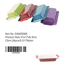 Colorful ceramic loaf pan with silicone handle