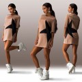 OEM Sexy 100%Polyester Half Sleeve Print Shiny Star Short Dress
