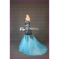 ED Bridal Elegant Mermaid Lace Appliqued Sweetheart Neckline Zipper Sky Blue Tulle Long Evening Gown Design