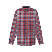 Chemise à manches longues de chèque rouge pour hommes