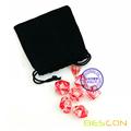 Bescon Polyhedral 7-Die Red Nebulous Dice Set Role Playing Dice Set D4-D20 in Velvet Bag Packing