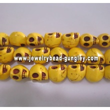 Howlite skull beads - yellow