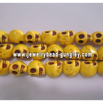 Howlite skull beads - yellow