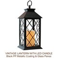 Lanterne de bougies vintage avec une bougie sans flamme à LED