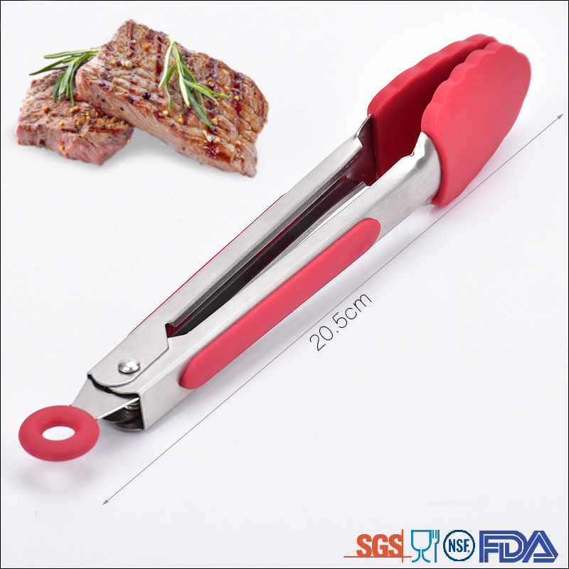 Stainless steel silicone tongs