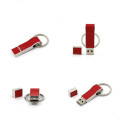 Креативный кожаный USB-флеш-накопитель с цепочкой для ключей