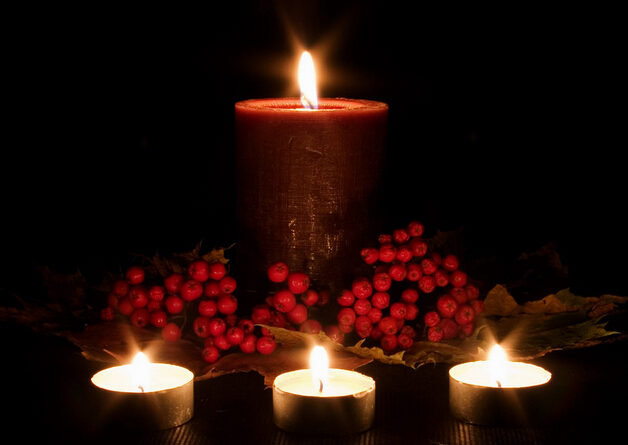 Candle scented candle in home dining room