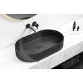 Stainless Steel Matt Black Oval Bathroom Single Basin