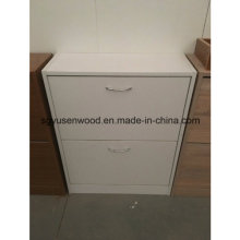 White Melamine Two Doors Shoe Cabinet