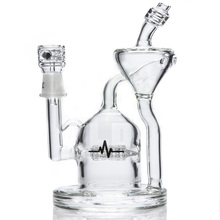 Glass Gridded Barrel Perc Reciclador Water Pipe para fumar (ES-GB-077)