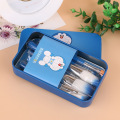 7PCS kosmetischer Bürsten-Satz mit nettem blauem Doraemon Metallkasten-Kasten