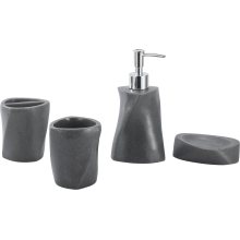 Juego de accesorios de baño Polyresin, 4 piezas, negro