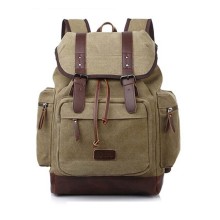 Vintage Canvas Rucksack Rucksack Bookbag Satchel Wandern Tasche (Khaki)