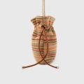 Colorful Striped Straw Drawstring Crossbody Bag for Women