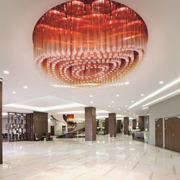 Contemporary dining room glass luxury Light red glass decoration crystal pendant chandelier