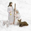 María sostenga al niño Jesús, burro y un cordero