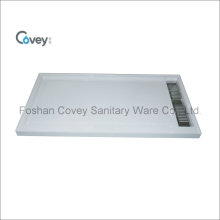 Artificial Stone Shower Base with Long Stainless Steel Cover/Shower Tray for Bathroom