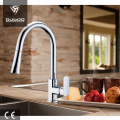 Long neck kitchen faucet with pull-out spray