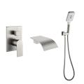 Brushed Nickel Wall Tub Faucet Spout Combo Set