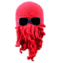 Häkelarbeit Krake Hut Hand gestrickt gehäkelt Cthulhu Balaclava