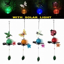 Wholesale Metal Garden Hanging Decoration with Glass Ball Solar Light