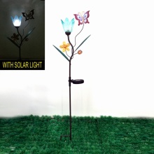 Jardim Decoração Metal Solar iluminado Butterfly Stake